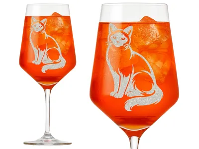 1x Weinglas Siam Katze Gravur 350 ml spülmaschinenfest 21 cm x 8 cm