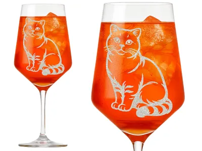 1x Weinglas europäische Kurzhaar Katze Gravur 350 ml spülmaschinenfest für Wein und Säfte