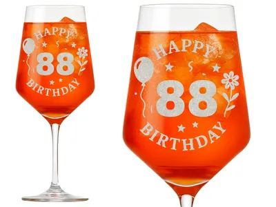 1x Weinglas Gravur Happy Birthday 88 Geburtstag 350ml spülmaschinenfest hochwertig