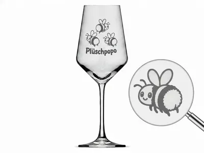 Weinglas Hummel Plüschpopo mit Gravur spülmaschinenfest 350 ml ideal für besondere Anlässe