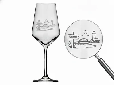 Weinglas Insel Fehmarn elegante Gravur spülmaschinenfest 350 ml Glas