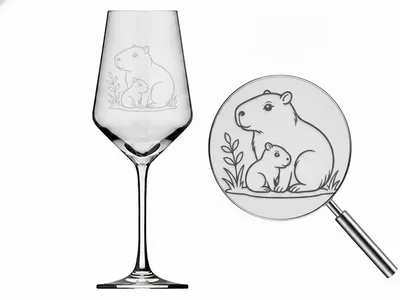 Weinglas Capybara mit Baby spülmaschinenfest 350ml für verschiedene Getränke