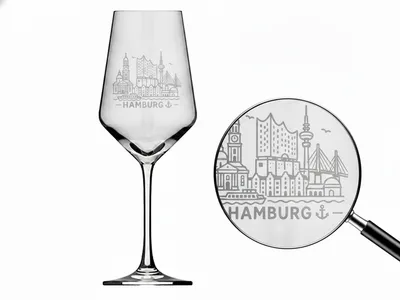 Weinglas Gravur Hamburg 350ml spülmaschinenfest für entspannte Abende und Genuss