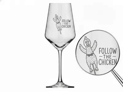 1x Weinglas mit Gravur Follow the Chicken 350ml spülmaschinenfest langlebig