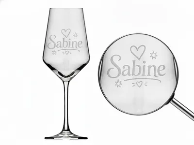 1x Weinglas Gravur Sabine Namensglas 350ml spülmaschinenfest kristallklar