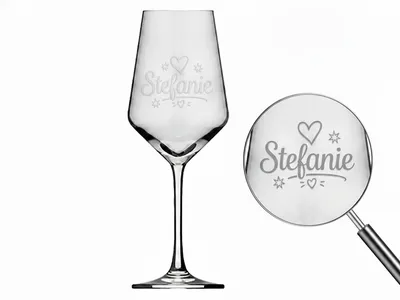 1x Weinglas Gravur Stefanie Namensglas 350ml spülmaschinenfest robust langlebig