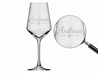 1x Weinglas Gravur Andreas 350ml spülmaschinenfest personalisiertes Glas