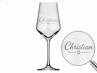 1x Weinglas Gravur Christian Namensglas 350ml spülmaschinenfest und elegant