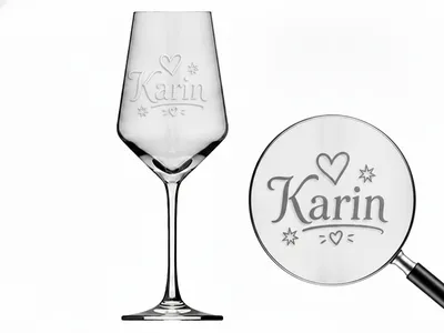 1x Weinglas Gravur Karin Namensglas 350ml spülmaschinenfest personalisiert