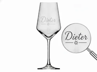 1x Weinglas Gravur Dieter Namensglas 350ml spülmaschinenfest langlebig