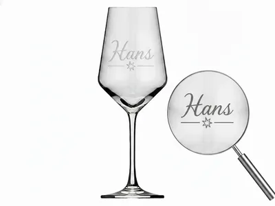 1x Weinglas Gravur Hans Namensglas 350ml spülmaschinenfest und robust