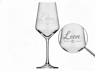 1x Weinglas Gravur Leon Namensglas 350ml spülmaschinenfest robust langlebig