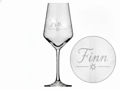1x Weinglas Gravur Finn Namensglas 350ml spülmaschinenfest robust elegant