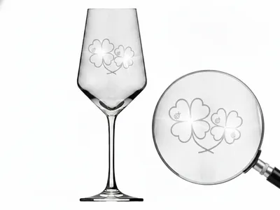Weinglas Gravur vierblättriges Kleeblatt 350ml spülmaschinenfest und robust