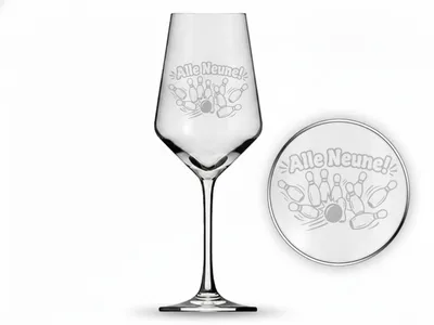 Weinglas Gravur Kegeln 350ml spülmaschinenfest robust und langlebig