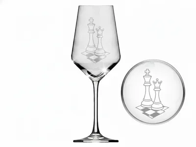 Weinglas Gravur Schach 350ml spülmaschinenfest und für verschiedene Weinsorten