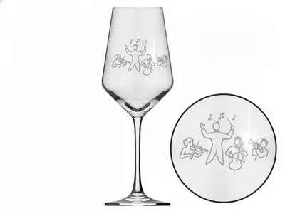 Weinglas Gravur Orchester Musiker 350ml spülmaschinenfest für Musikliebhaber