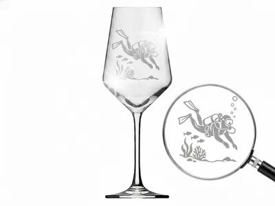 Weinglas Gravur Taucher 350ml spülmaschinenfest für Weine und Anlässe