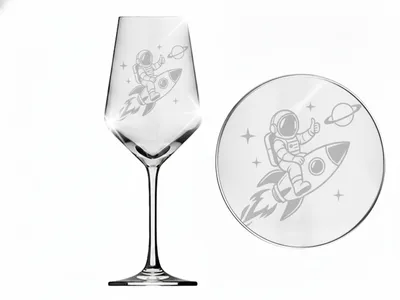 Weinglas Gravur Astronaut mit Rakete 350ml spülmaschinenfest und elegant