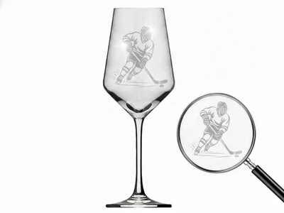 Weinglas Gravur Eishockey 350ml spülmaschinenfest für Rot- und Weißwein