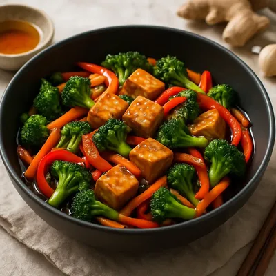 Asiatische Gemüsepfanne mit Tofu