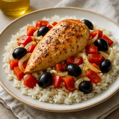 Mediterranes Hähnchen mit Reis
