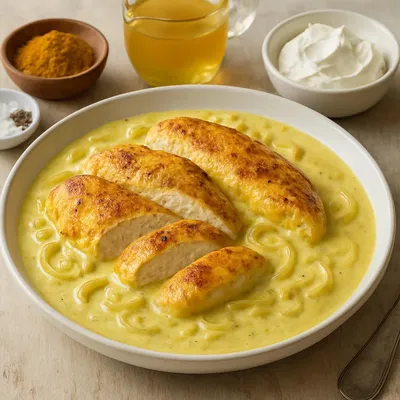 Curry-Hähnchen mit Frischkäse