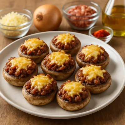 Gefüllte Champignons mit würzigem Hackfleisch