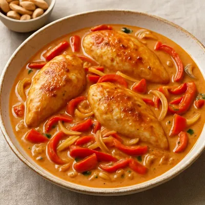 Hähnchen mit Erdnussauce