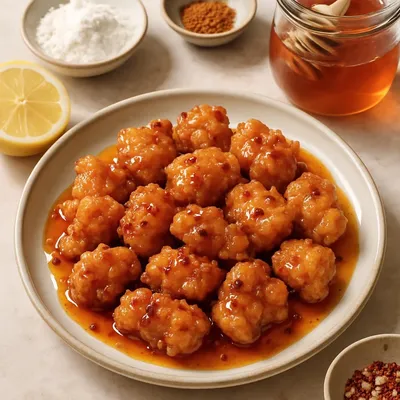 Knusprige Hähnchenbissen mit Hot-Honey-Sauce
