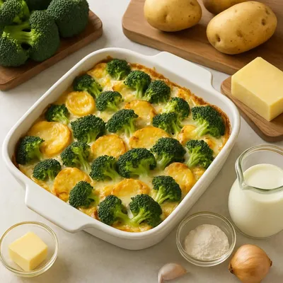 Kartoffel-Brokkoli-Auflauf mit Käse