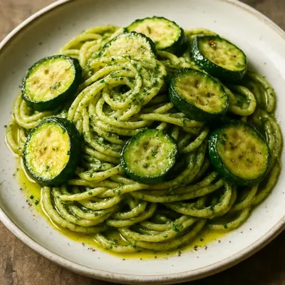 Pasta mit Pesto und Zucchini