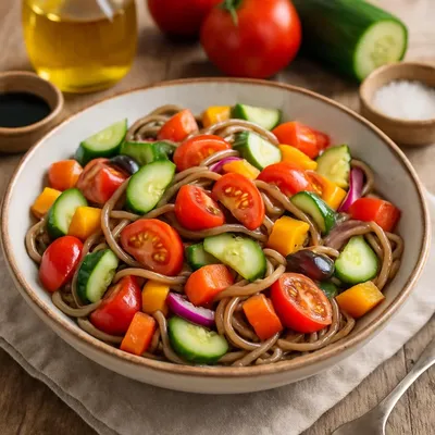 Mediterraner Sobanudelsalat