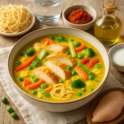 Hähnchen-Curry-Suppe