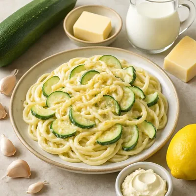 Zitronen-Pasta Alfredo mit Zucchini