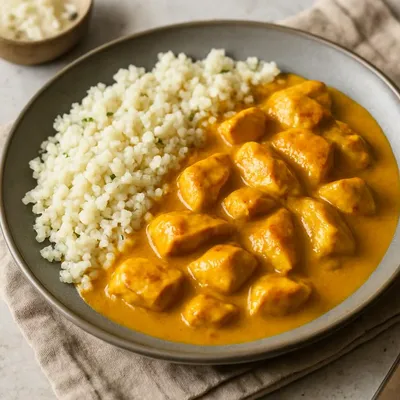 Hähnchen-Curry mit Blumenkohlreis