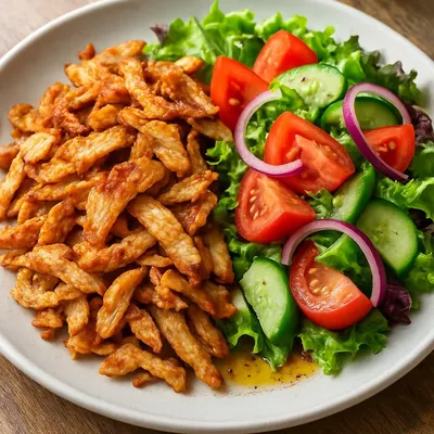 Dönerfleisch mit Salat und Öl-Essig-Dressing