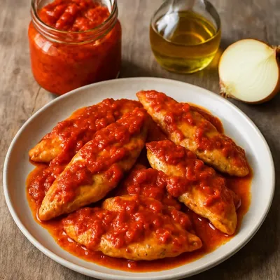 Feuerfleisch Hähnchen mit Ajvar