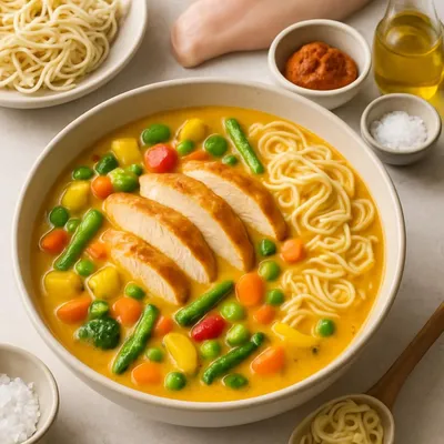 Hähnchen-Curry-Suppe mit Kokosmilch