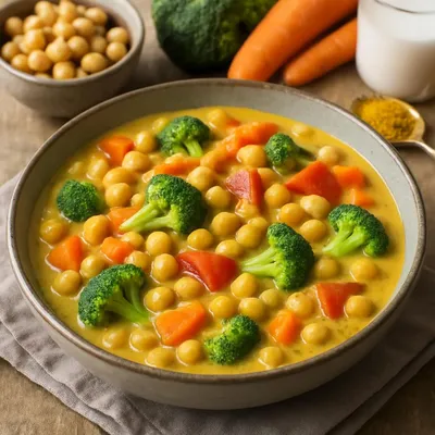 Mildes Curry mit Kichererbsen und Gemüse