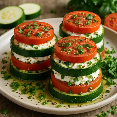 Zucchini-Türmchen mit Ziegenkäse