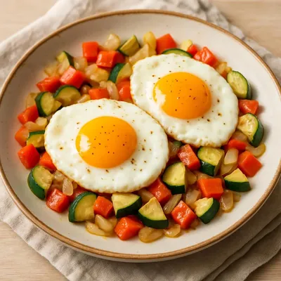Spiegeleier mit Gemüse