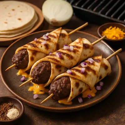 Kebab-Tortilla-Spieße vom Grill