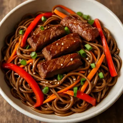 Soba-Nudeln mit Rinderfilet