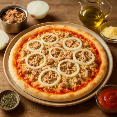 Thunfischpizza mit Zwiebeln