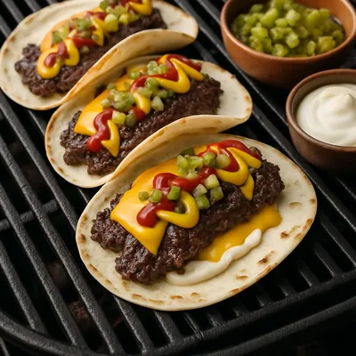 Smash Burger Tacos vom Grill