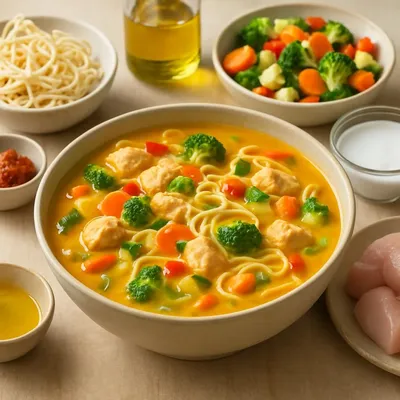 Hähnchen Asia Curry-Suppe mit Gemüse ala Puppa