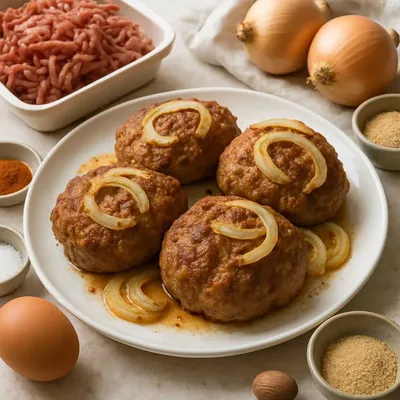 Ofenfrikadellen mit Zwiebeln