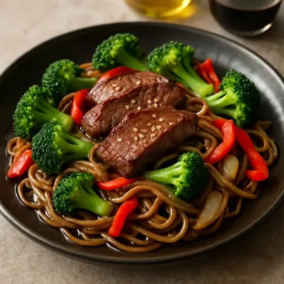 Soba-Nudeln mit Rinderfilet