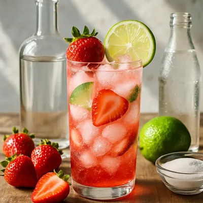 Erdbeer-Vodka Fizz Cocktail